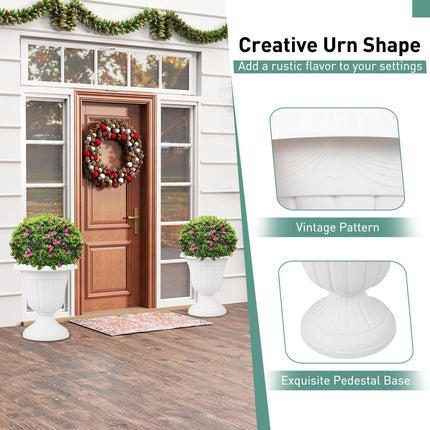 Dreamade 18" Tall Urn Plastic Flower Pots with Pedestal Base & Pre-Marked Drain Hole