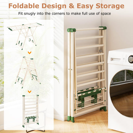 Dreamade 64 Inches Clothes Drying Rack with Height Adjustable Wings