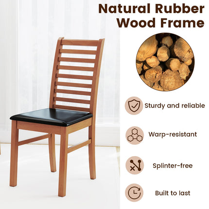 Dreamade Wooden Dining Chairs Set PU Leather Upholstered Kitchen Armless Chairs w/Rubber Wood Legs