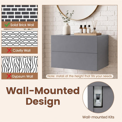 Dreamade Floating Nightstand | Wall-Mounted Bedside Table with 2 Drawers (1/2)