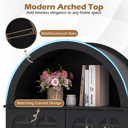 Dreamade 71.5" Arched Cabinet w/Tempered Glass Doors