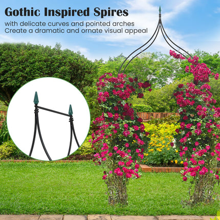 Dreamade Metal Garden Arbor Wedding Arch, 9.5 FT Wedding Arbor for Ceremony, Pergola Arbor for Climbing Plant Roses Vines