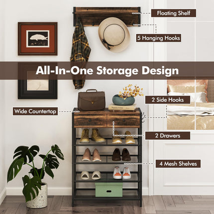Dreamade Coat Rack Shoe Stand Set