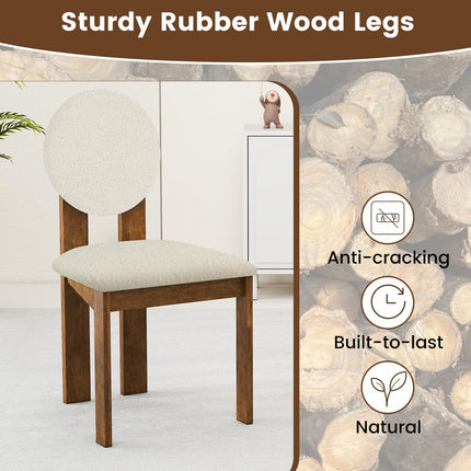 Dreamade Sherpa Dining Chairs Set of 2/4 Mid Century Modern Kitchen Chairs w/Rubber Wood Legs
