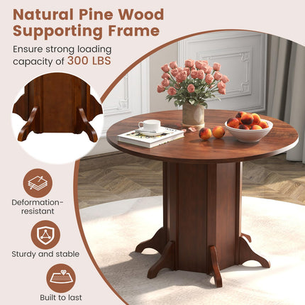 Dreamade 42” Round Dining Table, Modern Kitchen Table with Pedestal Base, Solid Wood Frame