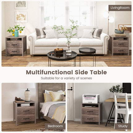 Dreamade Farmhouse Nightstand, Rustic Wood Bedside Table