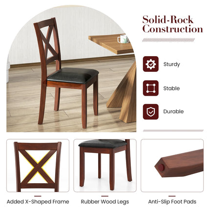 Dreamade Wood Dining Chairs, Faux Leather Upholstered Dining Chairs with Rubber Wood Legs