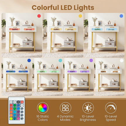 Dreamade Console Table with LED Lights for Living Room Hallway Entrance