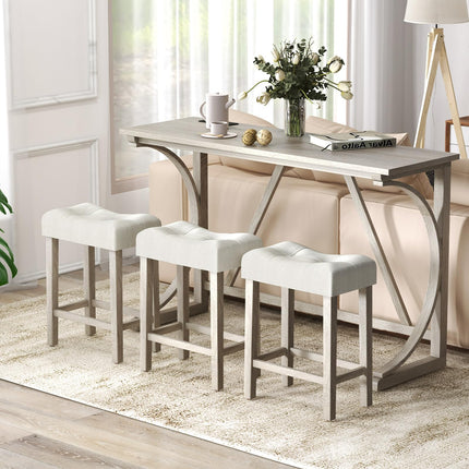 Dreamade Small Dining Table Set - 4-Piece Bar Table and Chairs Set with Power Outlet