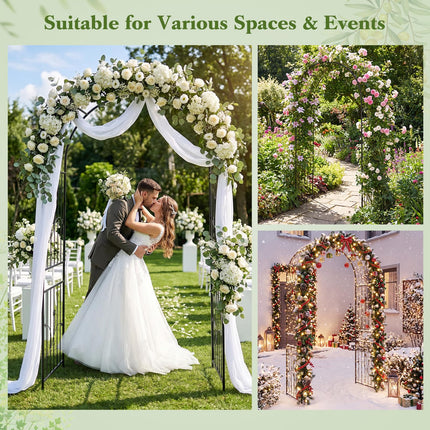 Dreamade 87" Decorative Metal Garden Arbor Arch Trellis for Climbing Plants