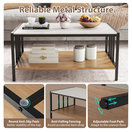 Dreamade 2 Tier Coffee Table with Storage for Living Room