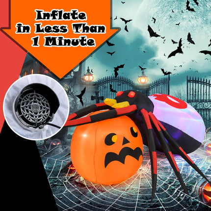 Dreamade 5 FT Halloween Inflatable Spider with Pumpkin, LED Lighted Halloween Decoration
