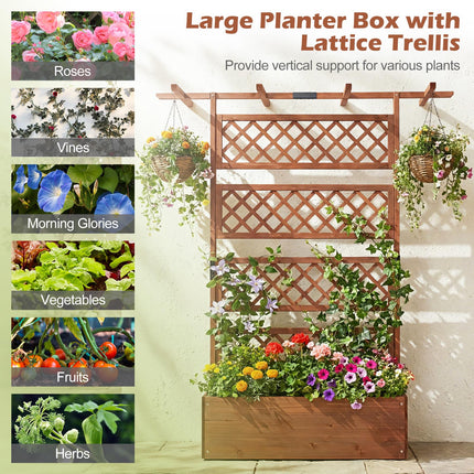 Dreamade 72" Wooden Raised Garden Bed with Trellis w/Privacy Screen Roof