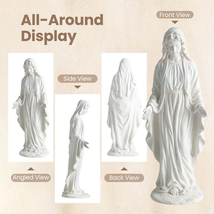 Dreamade Virgin Mary Garden Statue 29.5" | Blessed Mother Outdoor Religious Statue with Serpent