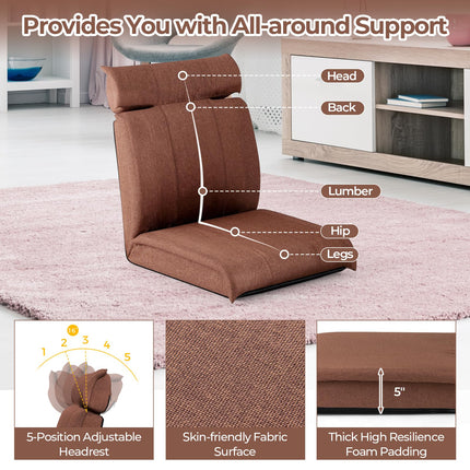 Dreamade Floor Chair, Floor Gaming Chair with Back Support, 14-Poistion Adjustable Backrest, 5-Position Adjustable Headrest