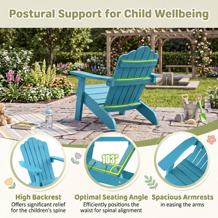 Dreamade Kids Adirondack Chair, All-Weather HIPS Children's Outdoor Chair with Tilted High Backrest