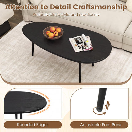 Dreamade Oval Coffee Table | Mid Century Modern Center Table with Sturdy Metal Frame and Compact Design