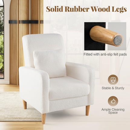 Dreamade Modern Accent Chair with Lumbar Pillow Teddy Fleece Cover