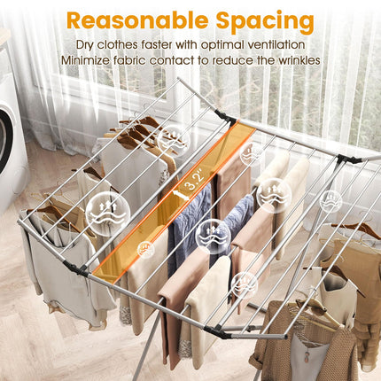Dreamade Folding Clothes Drying Rack Freestanding Aluminum Laundry Drying Rack