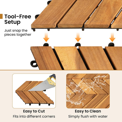 Dreamade 30 PCS Interlocking Patio Flooring Tiles with Drainage Base