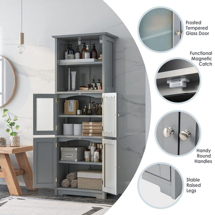 Dreamade 64" Tall Bathroom Storage Cabinet, Freestanding Kitchen Pantry Cupboard with 2 Cabinets