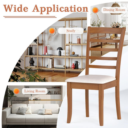 Dreamade Wooden Dining Chair Set of 2 or 4 w/Rubber Wood Legs High Slatted Backrest