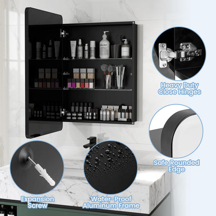 Dreamade Medicine Cabinet Mirror, 20x30” Bathroom Cabinet with Beveled Mirror