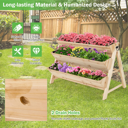 Dreamade Raised Garden Bed, Vertical Planter with Storage Shelf (Natural)