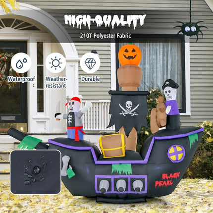 DREAMADE 7 FT Inflatable Halloween Pirate Ship for Outdoor Yard