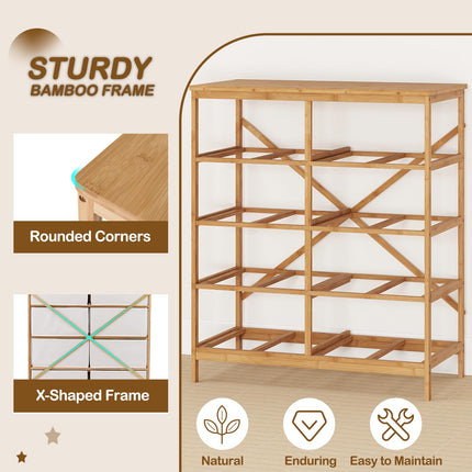 Dreamade 8-Drawers Dresser Bamboo Fabric Storage Tower with Removable Fabric Bins