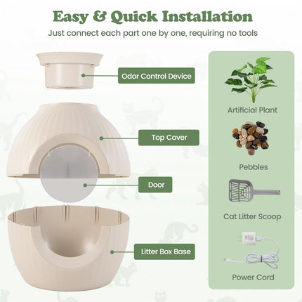Dreamade Cat Litter Box Plant - Hidden Litter Box Furniture with Lights