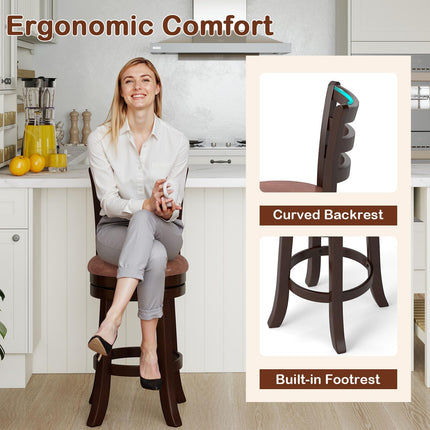 Dreamade 26" Counter Height Swivel Barstools Set of 2/4 with Faux Leather Seat and Wrap-around Footrest
