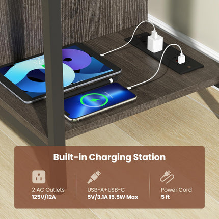 Dreamade TV Stand for TV Up to 50” TVs, Entertainment Center with Charging Station, USB & Type C Ports