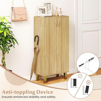 Dreamade 6-Tier Modern Freestanding Wooden Shoe Cabinet with Doors and Removable Shelves