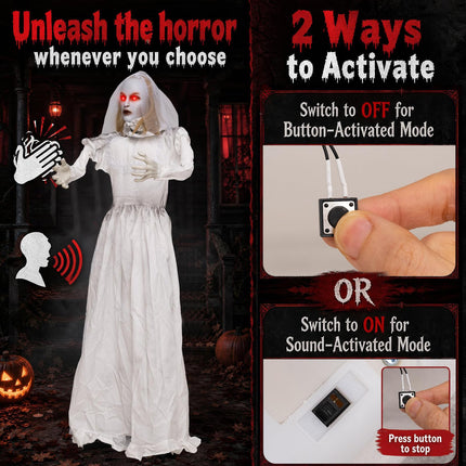 DREAMADE 5.6FT Halloween Standing Double-Face Ghost Bride