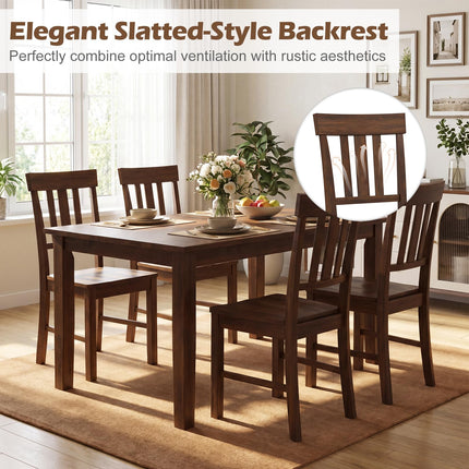 Dreamade Wooden Dining Chairs Set of 2/4 with Slat Back & Contoured Seat