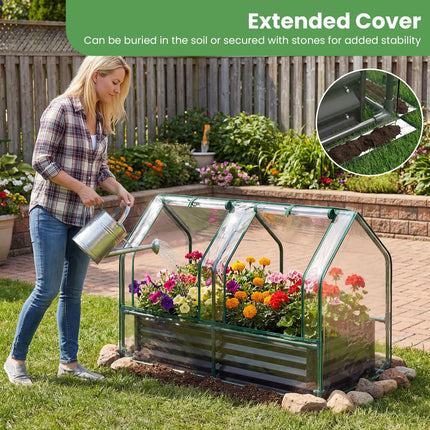 Dreamade 4x2x3 FT Galvanized Raised Garden Bed with Greenhouse Cover
