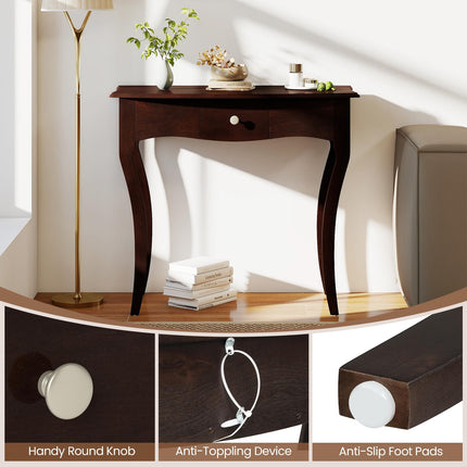 Dreamade Console Table with Drawer and Solid Wood Frame