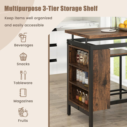 Dreamade 3-Piece Dining Table Set - Counter Height Dining Table Set with 2 Bar Stools