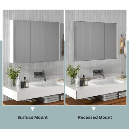 Dreamade Bathroom Medicine Cabinet with Mirror - Extra Large Wall Mounted Cabinet with 3 Frameless Mirrored Doors