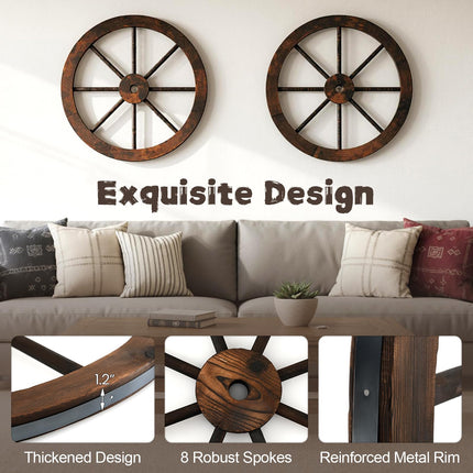 Dreamade 24-Inch Wagon Wheels 2/4 Pieces Carbonized Solid Fir Wood