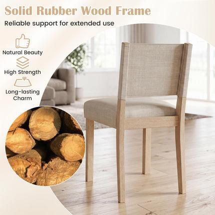 Dreamade Set of 2/4 Upholstered Dining Chairs with Linen Fabric Seat