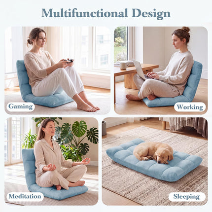 Dreamade Folding Floor Chair with Back Support & 14 Adjustable Position