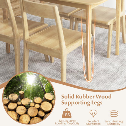 Dreamade 48" L Rectangular Wooden Dining Table, Solid Rubber Wood Kitchen Table (Natural)