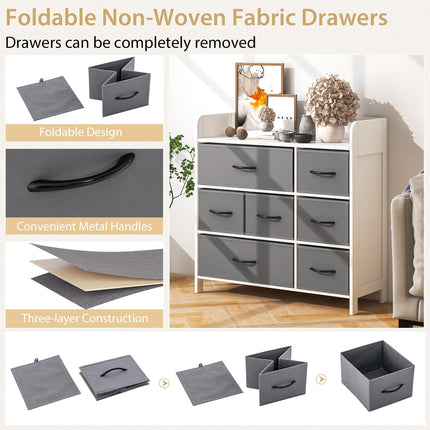 Dreamade Storage Cabinet with 7 Drawers & Open Shelf, Chest of Drawers, Console Table