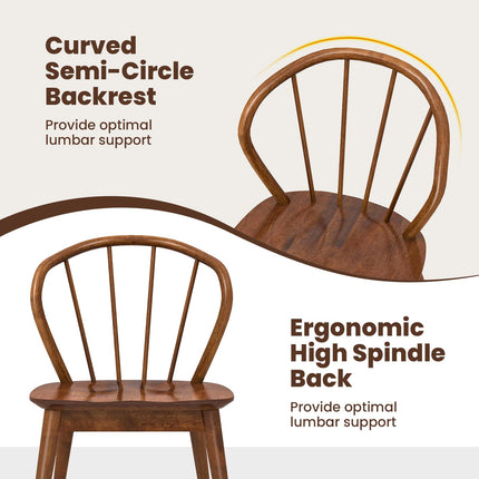Dreamade Wooden Dining Chairs Set of 2/4, Windsor Kitchen Chairs w/High Spindle Back & Rubber Wood Legs