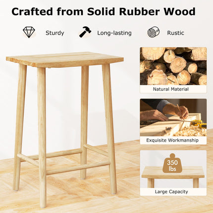 Dreamade 25.5" Wooden Bar Stools Set of 2/4, Farmhouse Backless Counter Height Bar Stools with Footrest