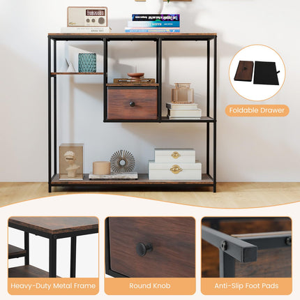 Dreamade 40 Inch Console Sofa Table with Open Storage Shelves and Removable Drawer