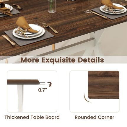 Dreamade 43" x 28" Wooden Dining Table with X-Shaped Frame Reinforced Crossbar