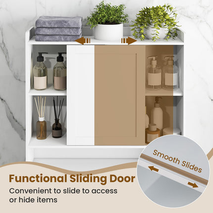 Dreamade Over The Toilet Storage Cabinet Standing Toilet Rack with Sliding Door